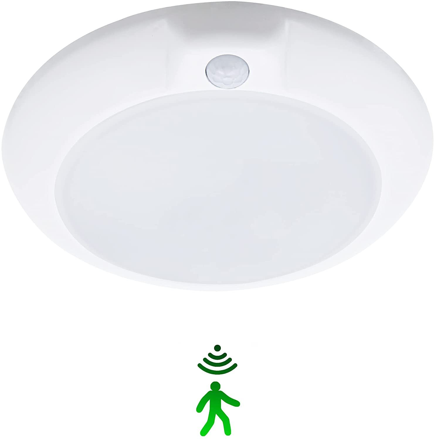 Ceiling Light 1 -Light 5.8-in White Integrated LED Flush Mount Light with Motion Sensor