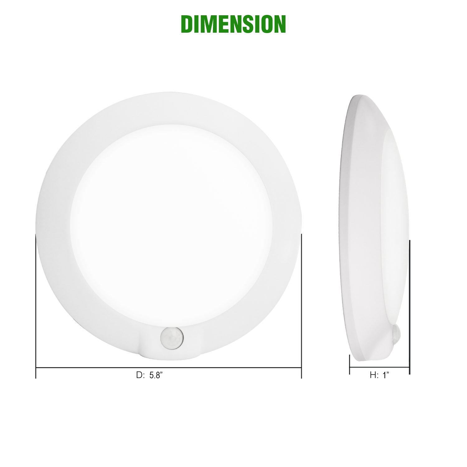 Ceiling Light 1 -Light 5.8-in White Integrated LED Flush Mount Light with Motion Sensor