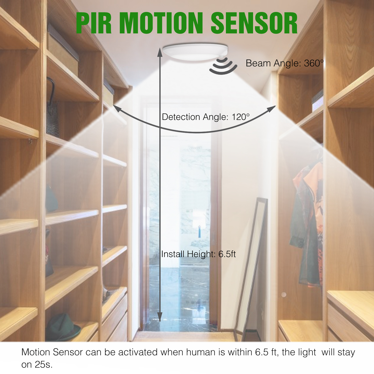 Ceiling Light 1 -Light 5.8-in White Integrated LED Flush Mount Light with Motion Sensor