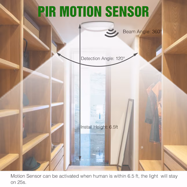 Ceiling Light 1 -Light 6.18-in White Integrated LED Flush Mount Light with Motion Sensor