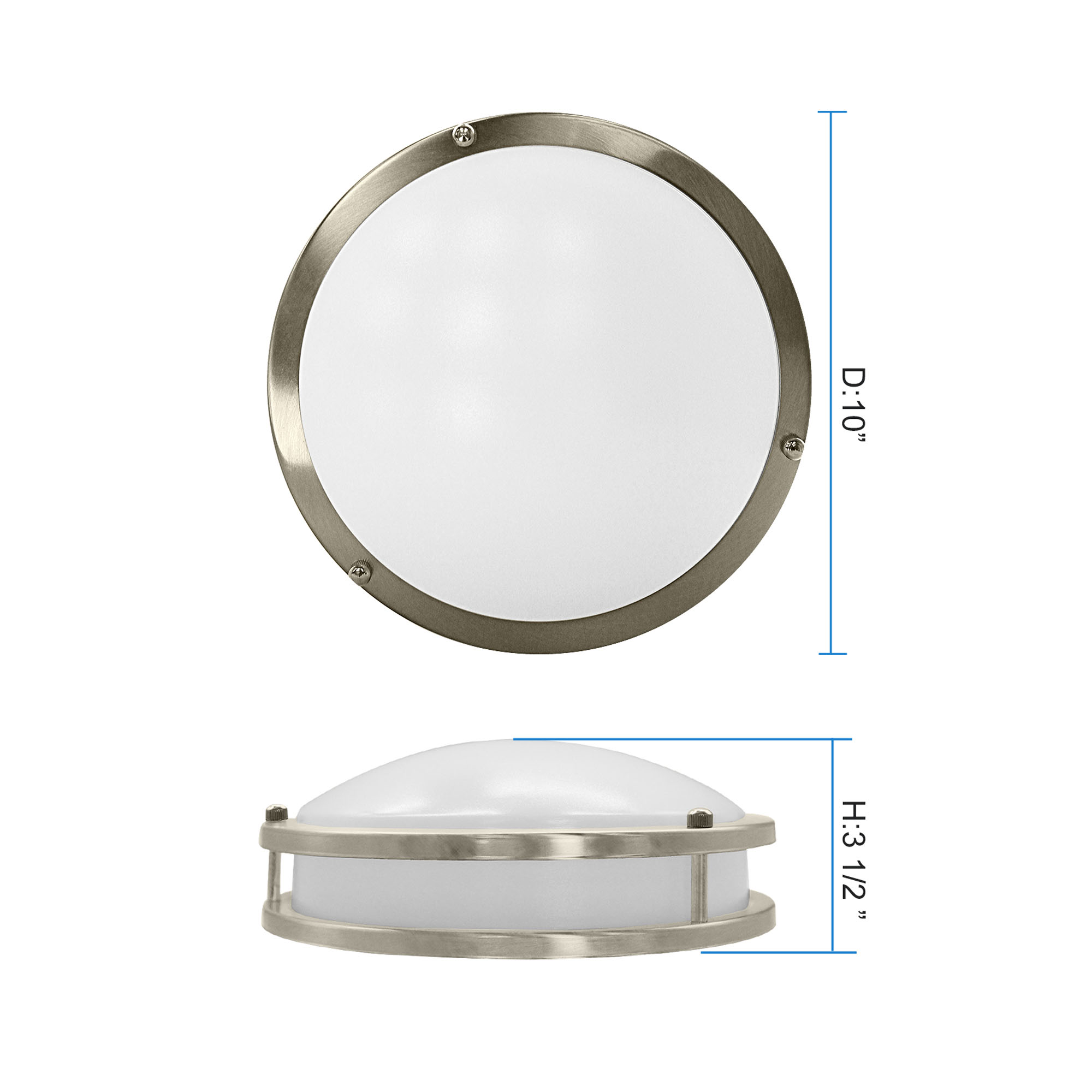 Flush Mount Light 1 -Light 10-in Brushed Nickel Integrated LED Flush Mount Light