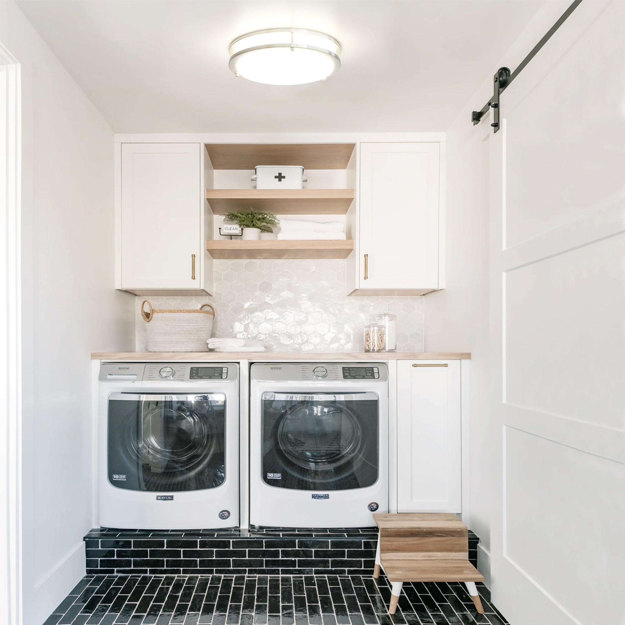 Flush Mount Light 1 -Light 10-in Brushed Nickel Integrated LED Flush Mount Light