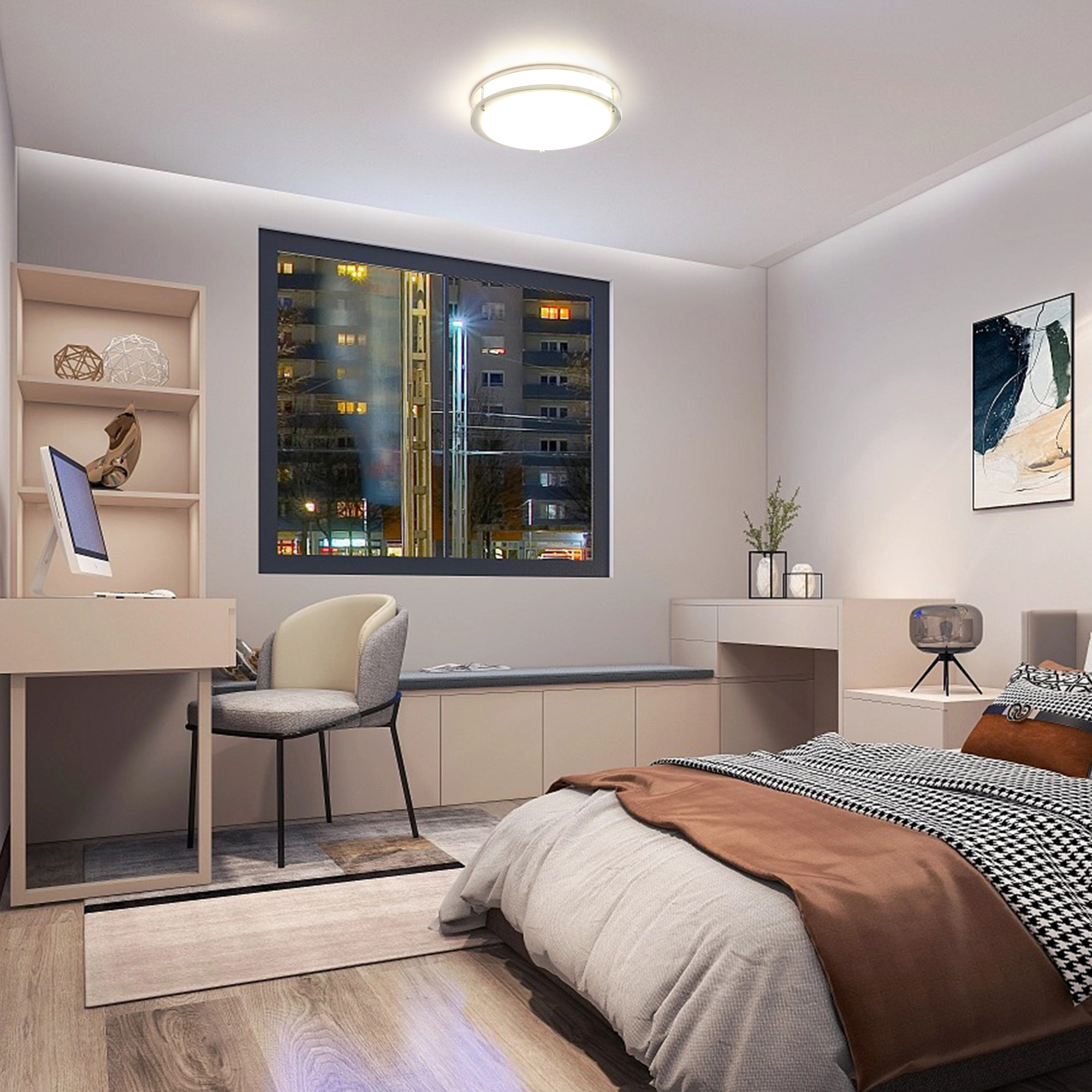 Flush Mount Light 1 -Light 10-in Brushed Nickel Integrated LED Flush Mount Light