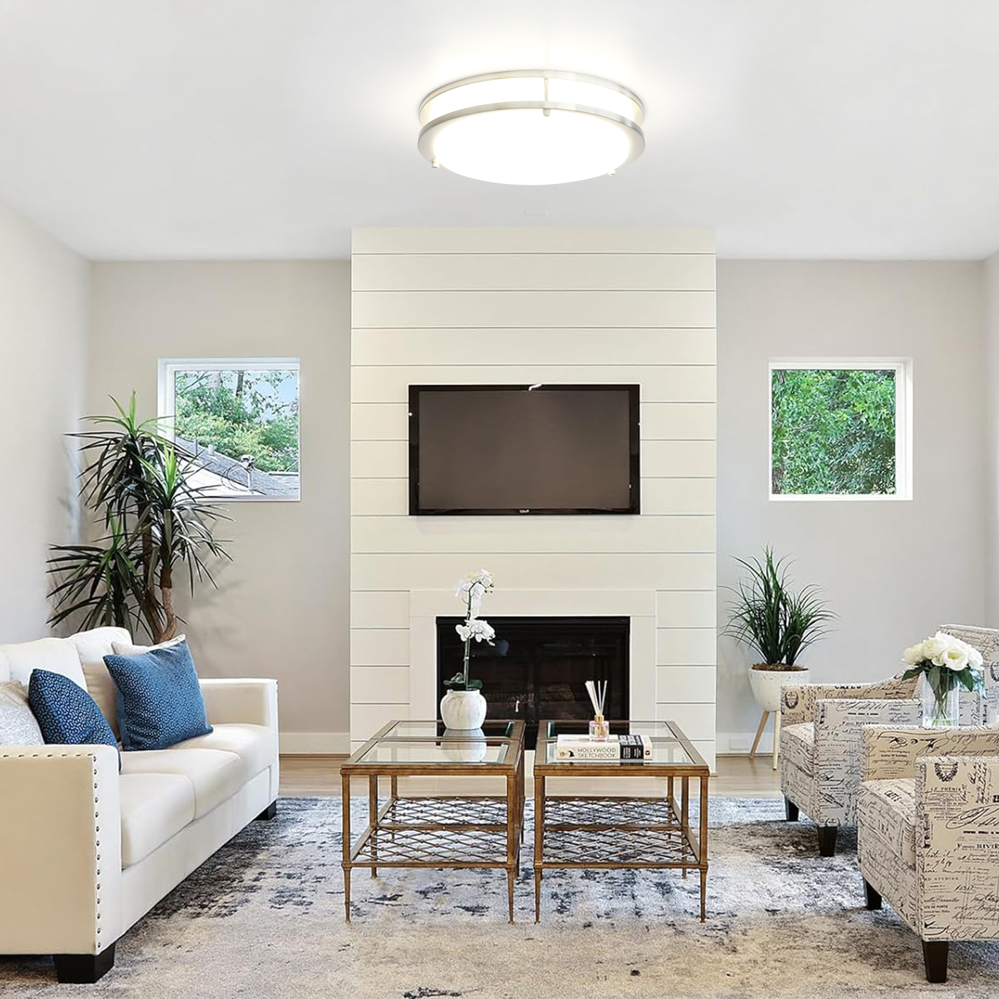 Flush Mount Light 1 -Light 10-in Brushed Nickel Integrated LED Flush Mount Light