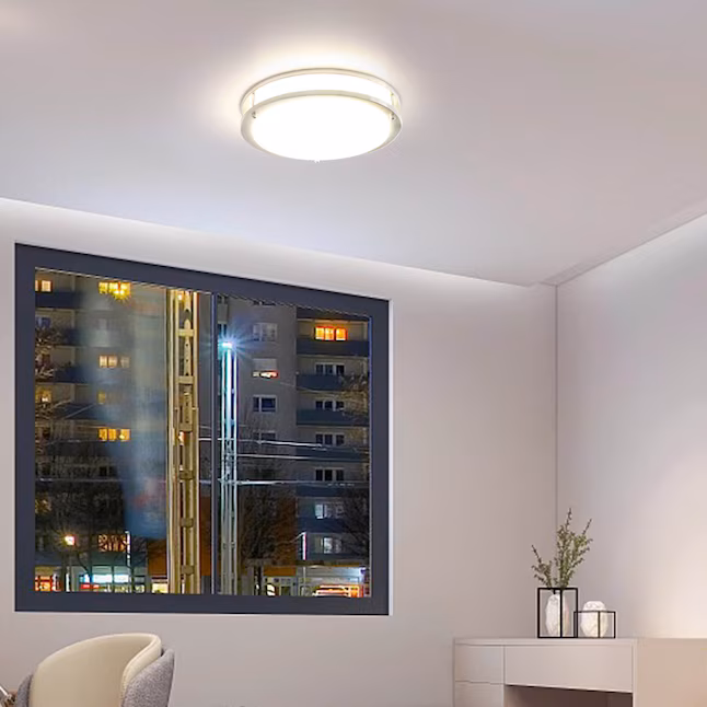 Flush Mount Light 1 -Light 10-in Brushed Nickel Integrated LED Flush Mount Light