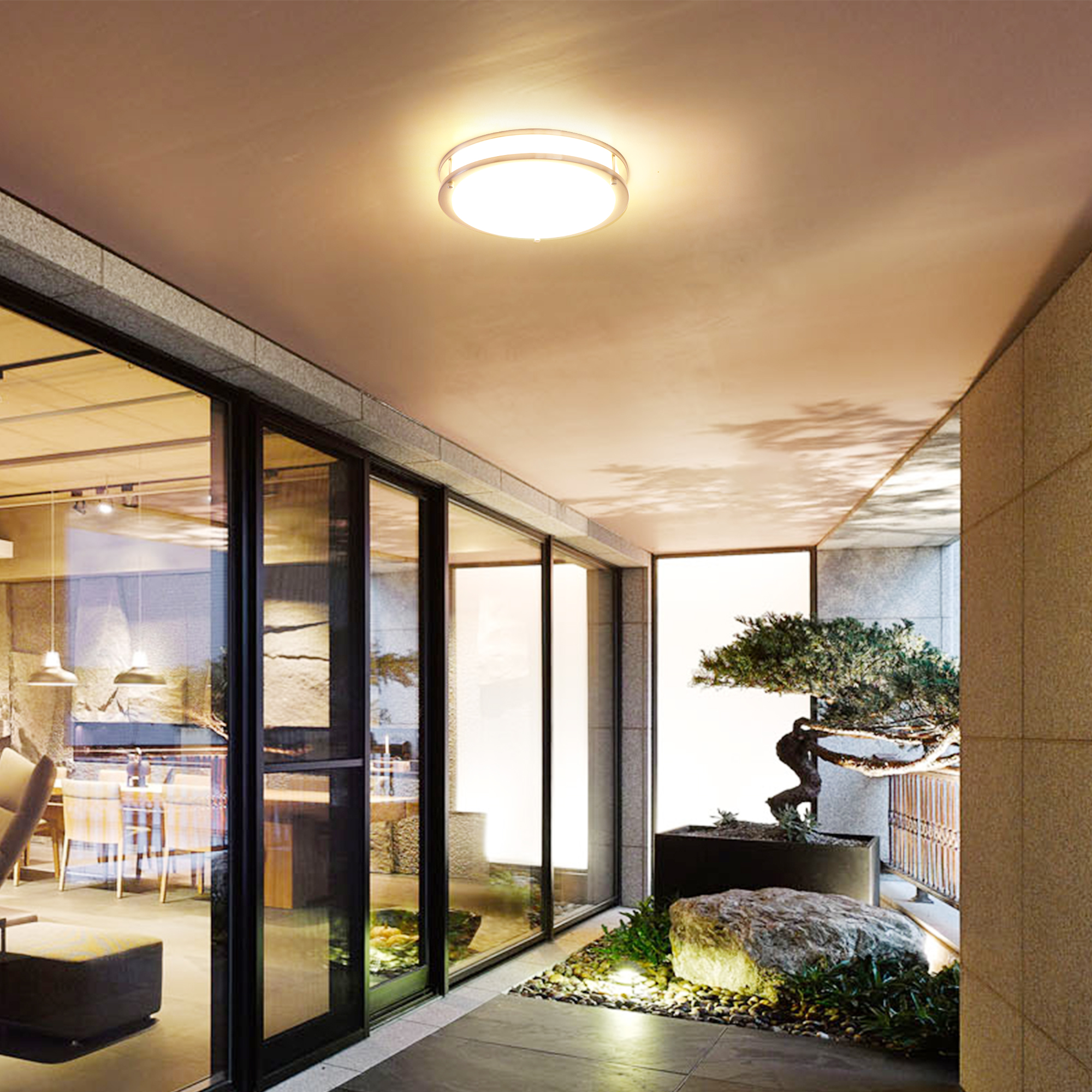 Ceiling Mount 1 -Light 12-in Brushed Nickel Integrated LED Flush Mount Light