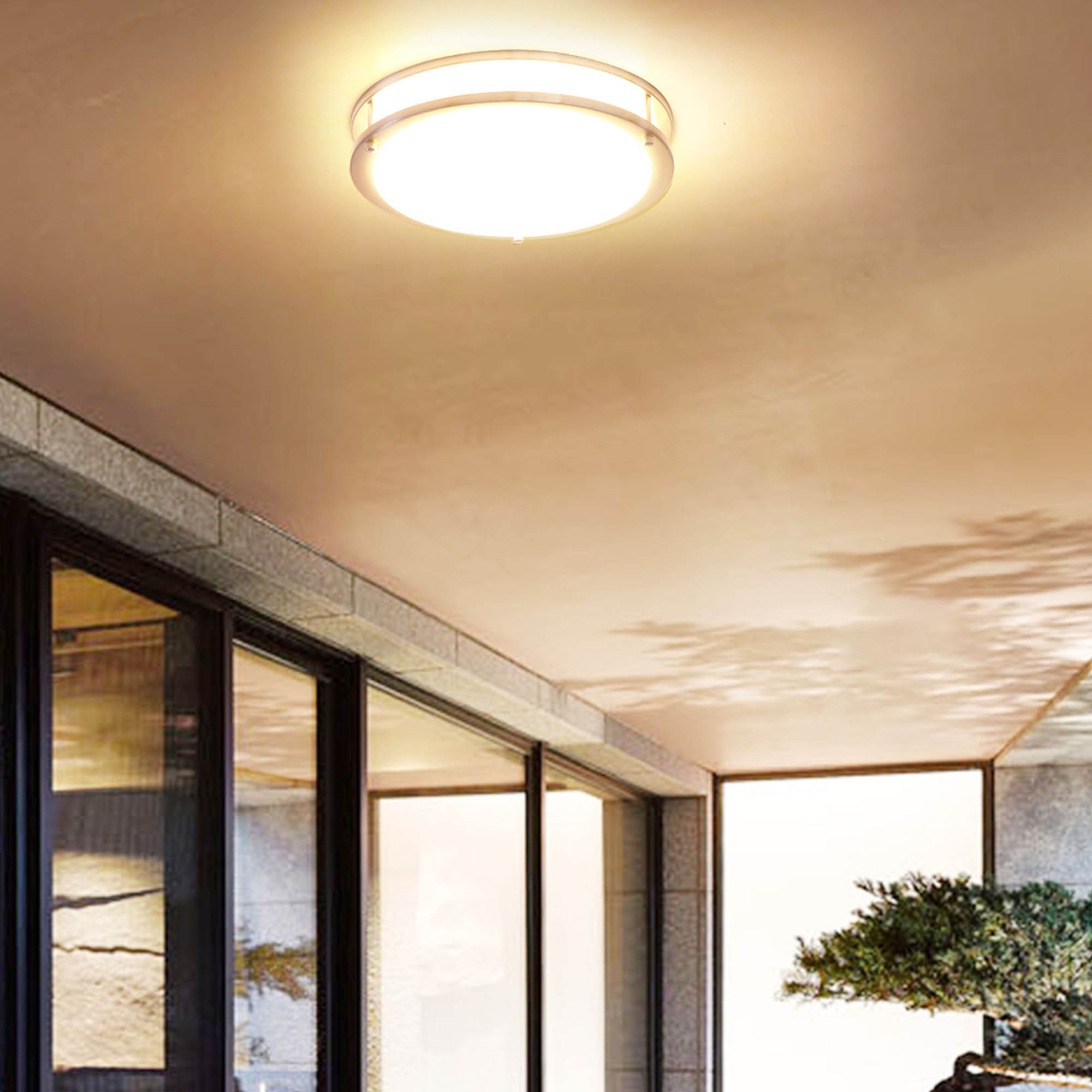 Ceiling Lamps 1 -Light 14-in Brushed Nickel Integrated LED Flush Mount Light