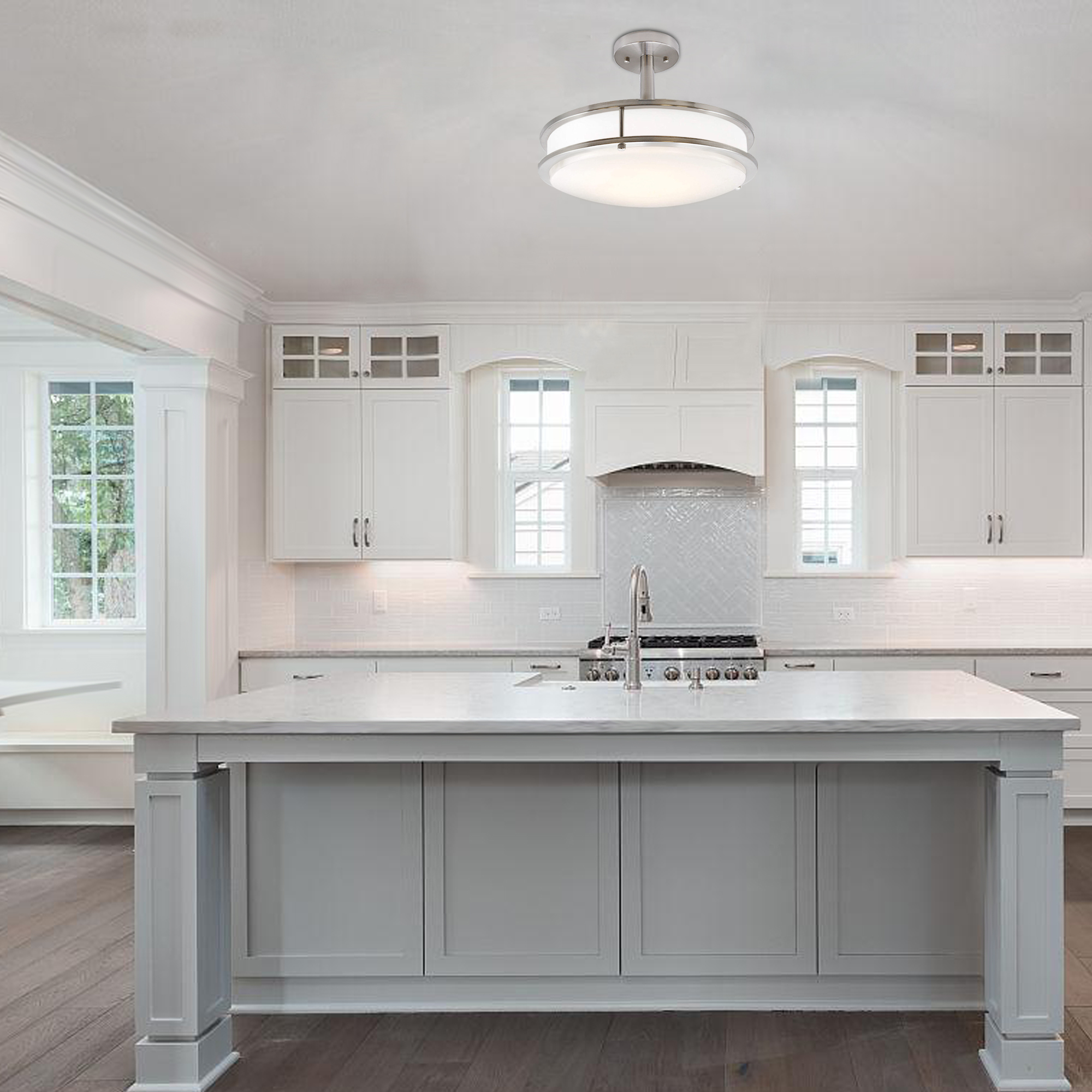 Semi Flush Mount 1 -Light 16-in Brushed Nickel Integrated LED Semi Flush Mount Light