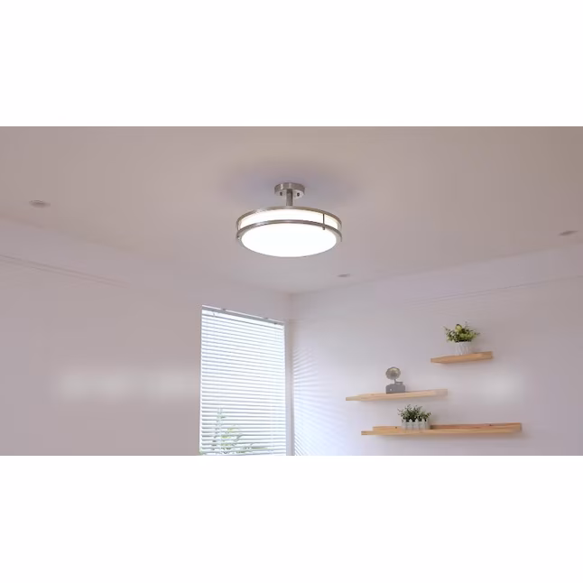 Semi Flush Mount 1 -Light 16-in Brushed Nickel Integrated LED Semi Flush Mount Light