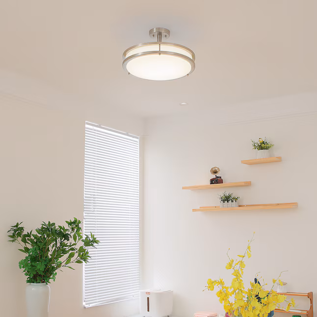 Flush Mount Ceiling Light 1 -Light 14-in Brushed Nickel Integrated LED Semi Flush Mount Light