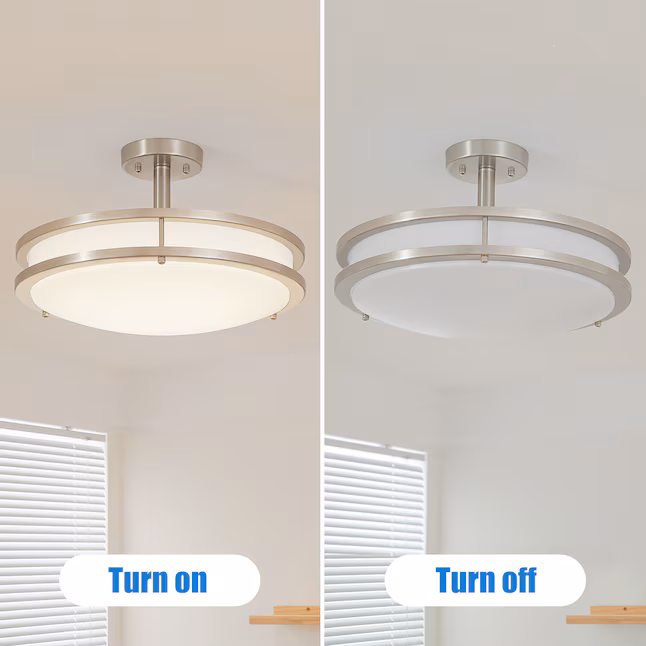 Flush Mount Ceiling Light 1 -Light 14-in Brushed Nickel Integrated LED Semi Flush Mount Light