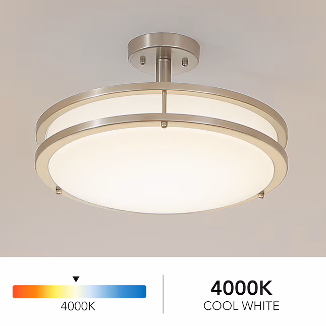 Flush Mount Ceiling Light 1 -Light 14-in Brushed Nickel Integrated LED Semi Flush Mount Light