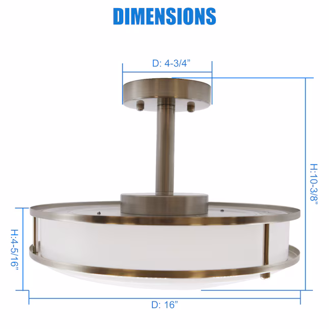 Flush Mount Ceiling Light 1 -Light 14-in Brushed Nickel Integrated LED Semi Flush Mount Light