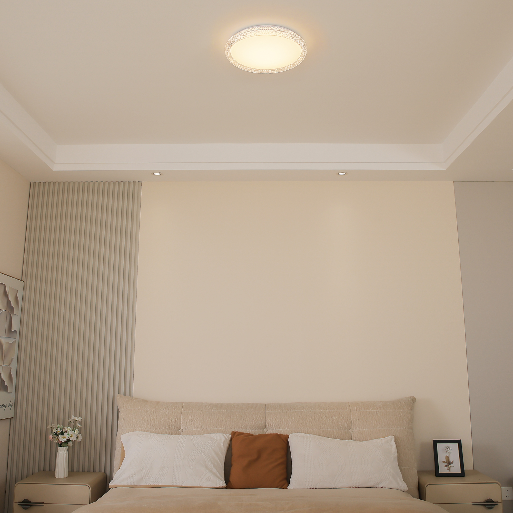 LED Flush Mount 1 -Light 16-in White Integrated LED Flush Mount Light