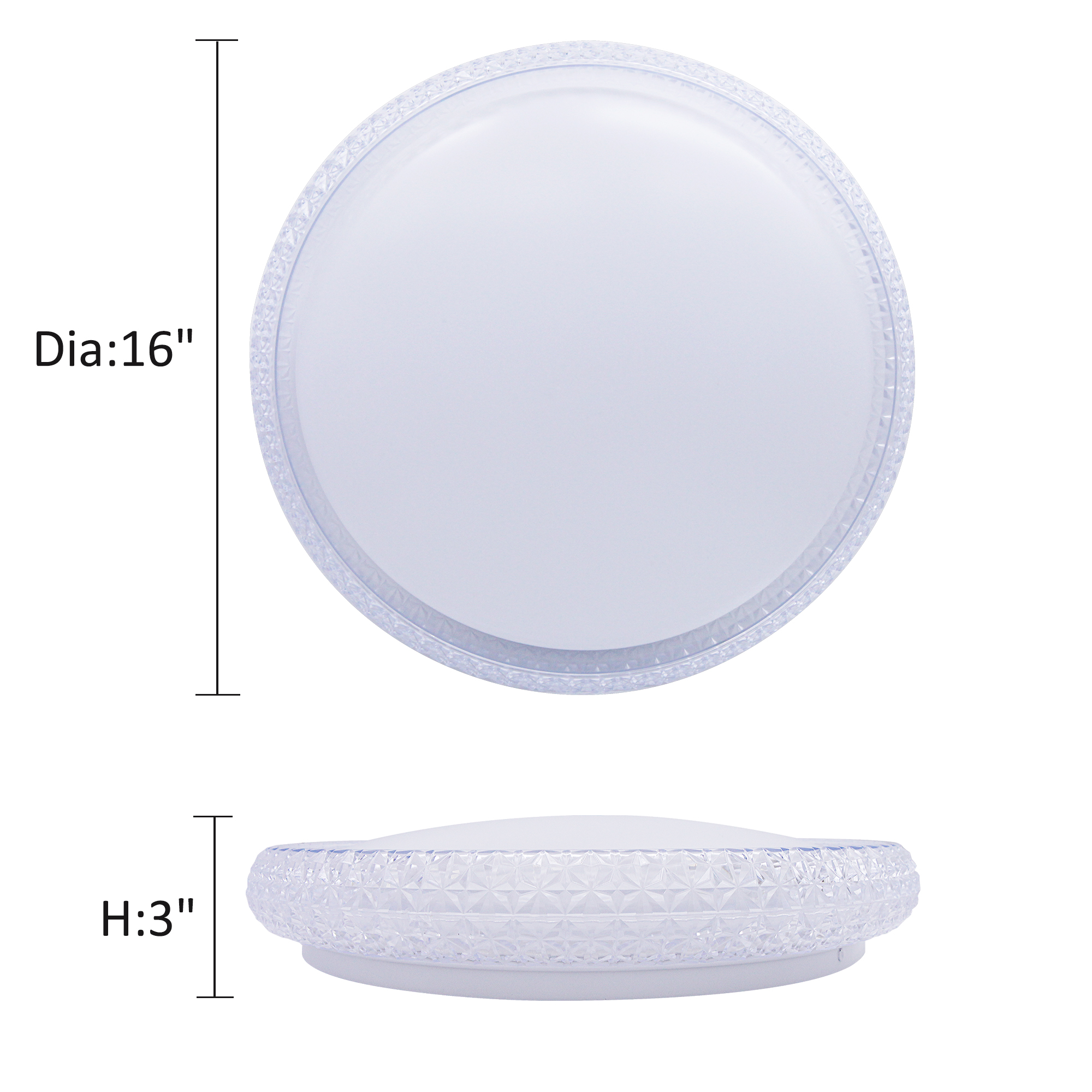 LED Flush Mount 1 -Light 16-in White Integrated LED Flush Mount Light