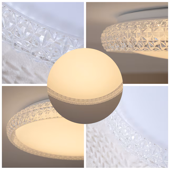 LED Flush Mount 1 -Light 16-in White Integrated LED Flush Mount Light