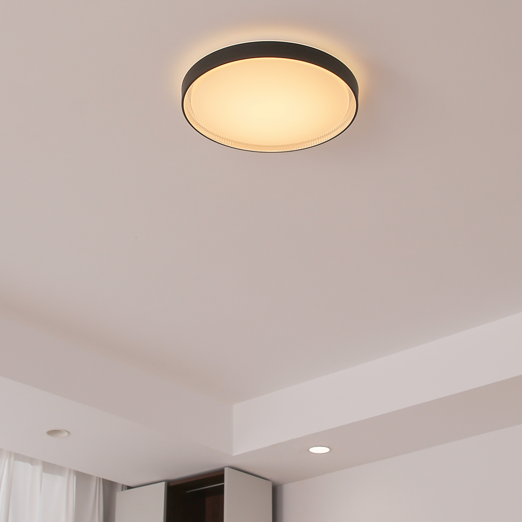 Flush Mount Light 1 -Light 15.6-in Matte Black Integrated LED Flush Mount Light