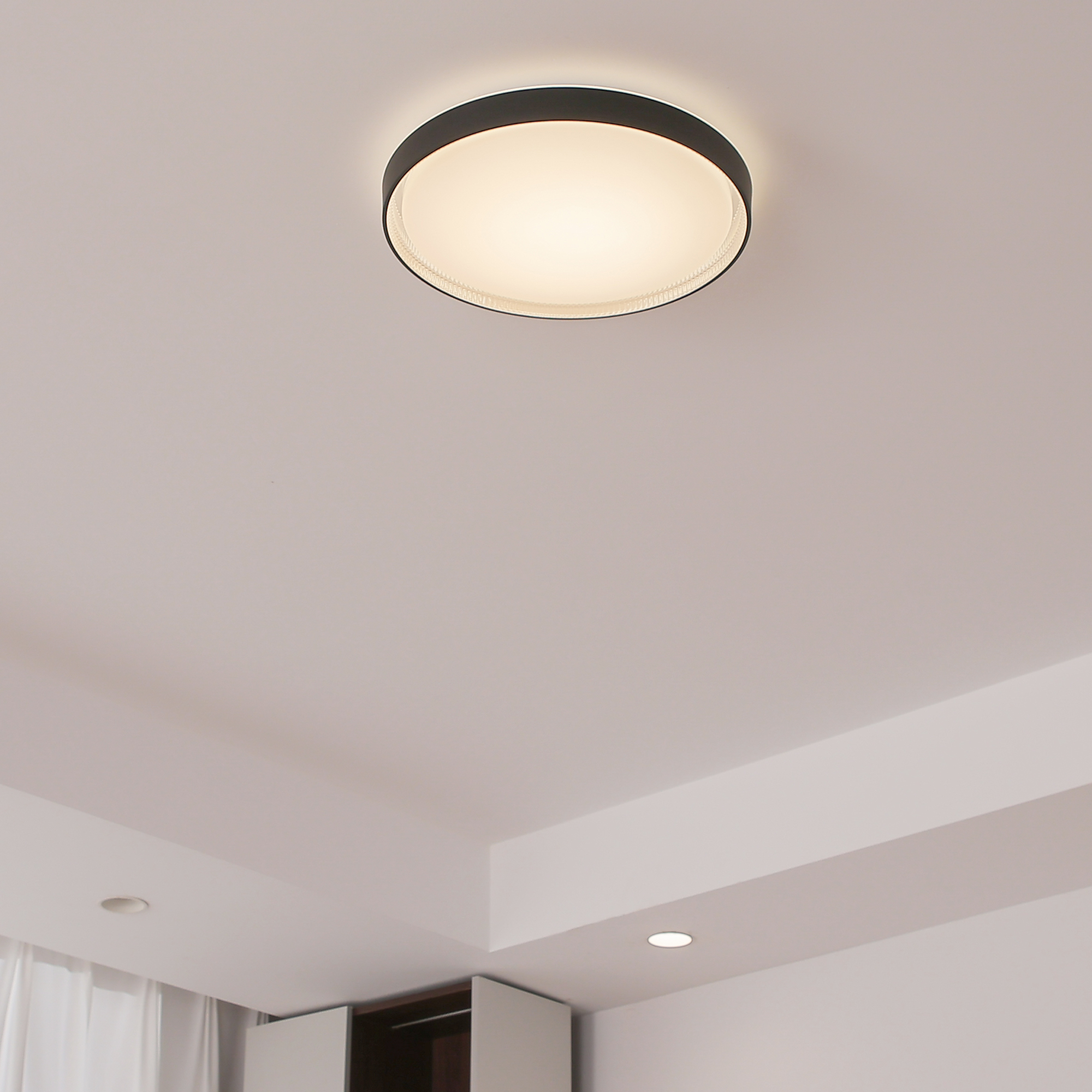 Flush Mount Light 1 -Light 15.6-in Matte Black Integrated LED Flush Mount Light