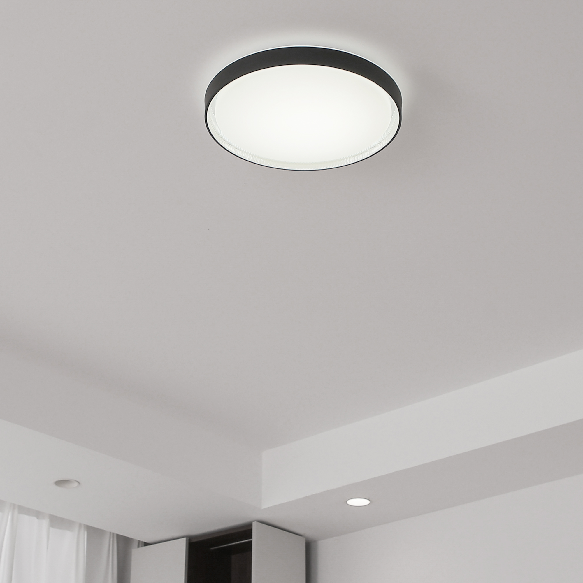 Flush Mount Light 1 -Light 15.6-in Matte Black Integrated LED Flush Mount Light