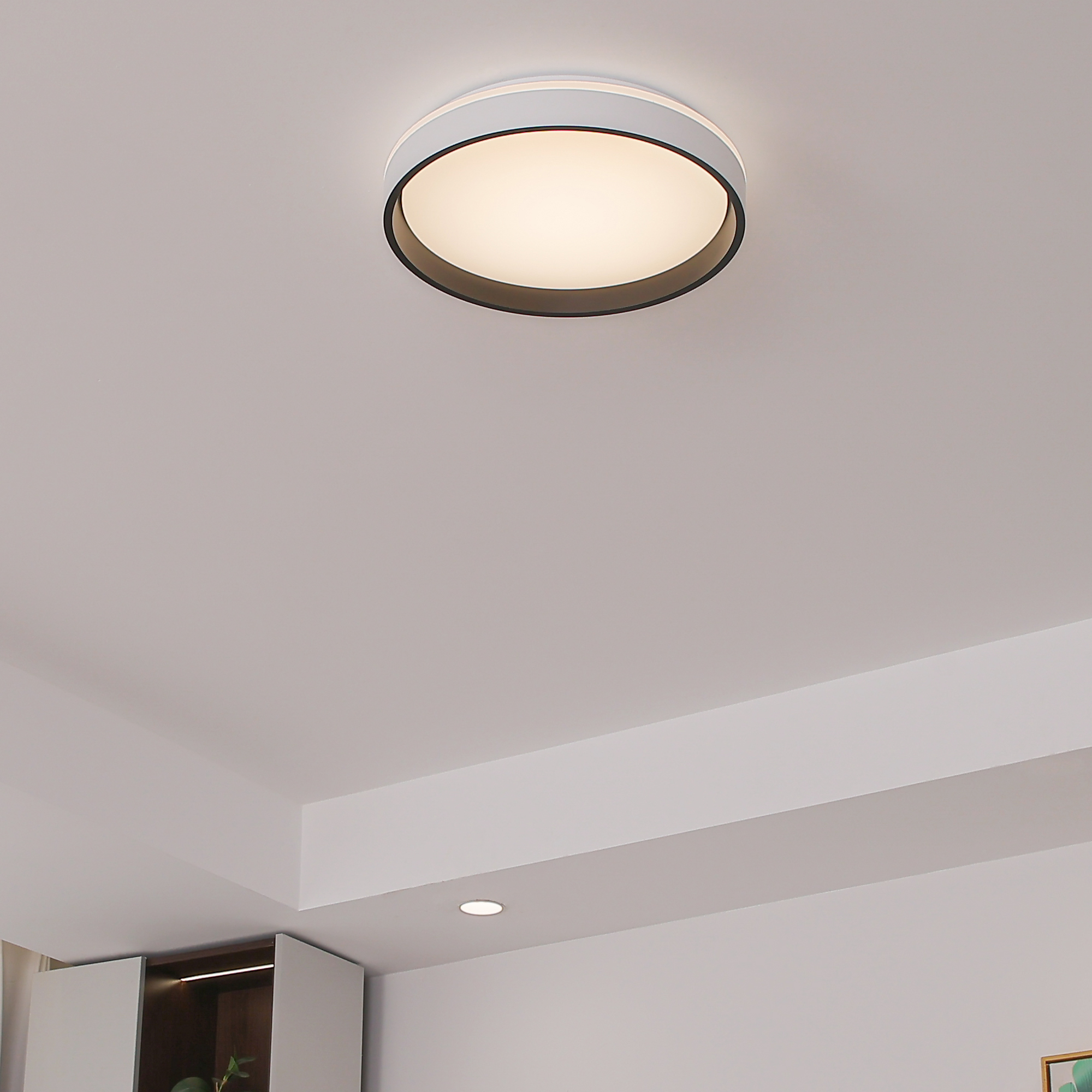 LED Flush Mount 1 -Light 15-in White Integrated LED Flush Mount Light