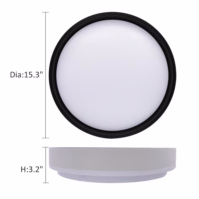 LED Flush Mount 1 -Light 15-in White Integrated LED Flush Mount Light