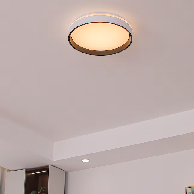 LED Flush Mount 1 -Light 15-in White Integrated LED Flush Mount Light