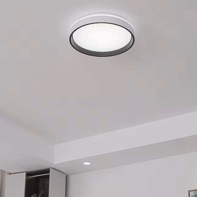 LED Flush Mount 1 -Light 15-in White Integrated LED Flush Mount Light
