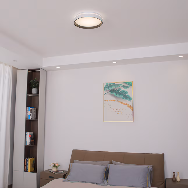 LED Flush Mount 1 -Light 15-in White Integrated LED Flush Mount Light