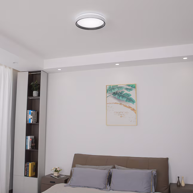LED Flush Mount 1 -Light 15-in White Integrated LED Flush Mount Light