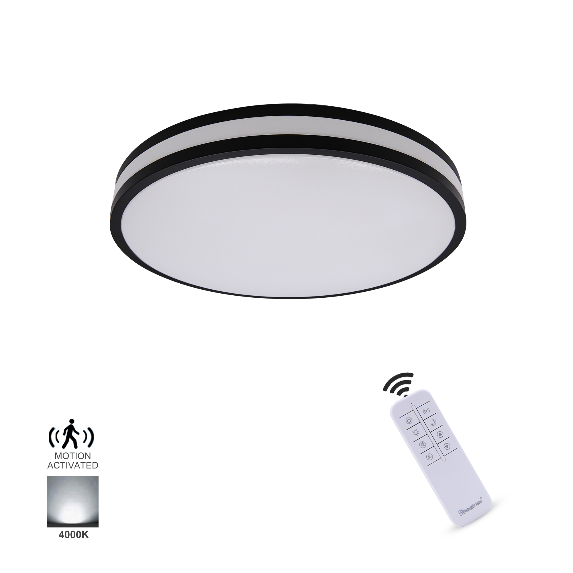 Ceiling Light 1 -Light 13.3-in Black Integrated LED Flush Mount Light with Motion Sensor