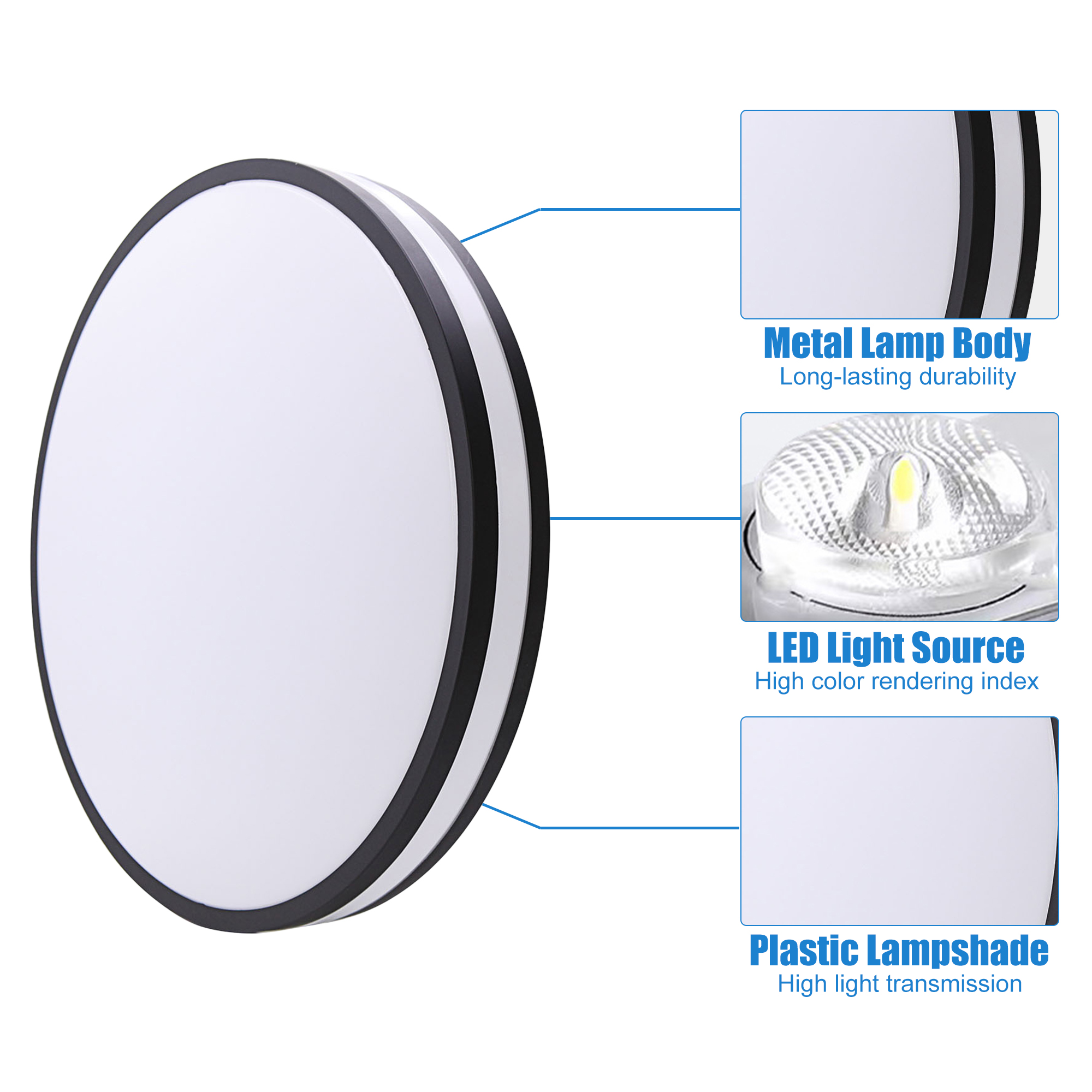 Ceiling Light 1 -Light 13.3-in Black Integrated LED Flush Mount Light with Motion Sensor