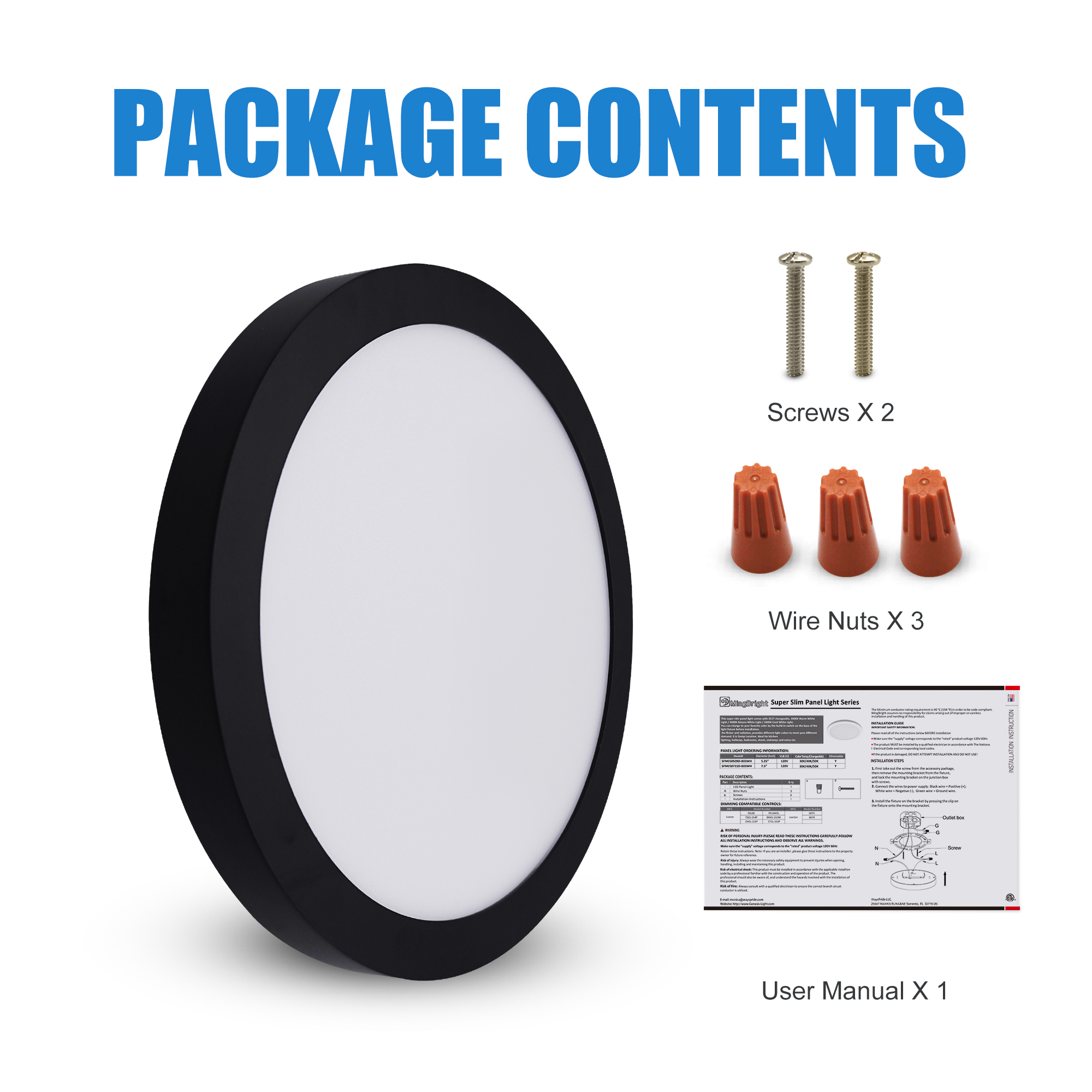 LED Flush Mount 1 -Light 9-in White Integrated LED Flush Mount Light