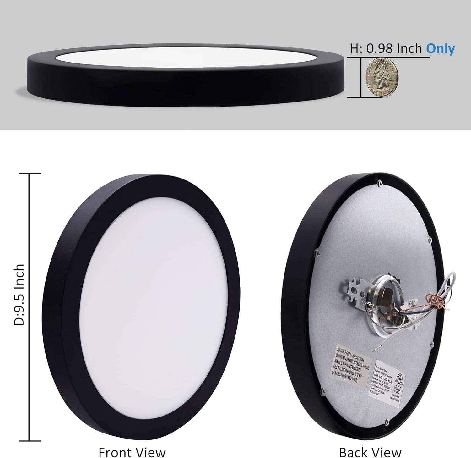 LED Flush Mount 1 -Light 9-in White Integrated LED Flush Mount Light