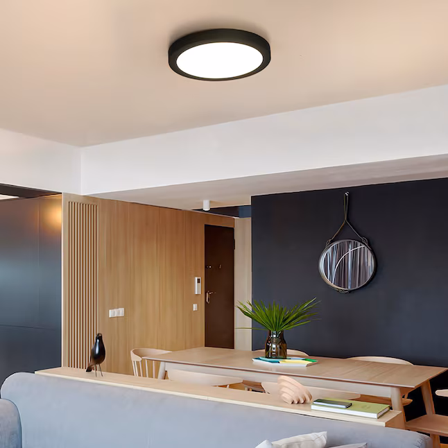 LED Ceiling Light 1 -Light 9.5-in Matte Black Integrated LED Flush Mount Light