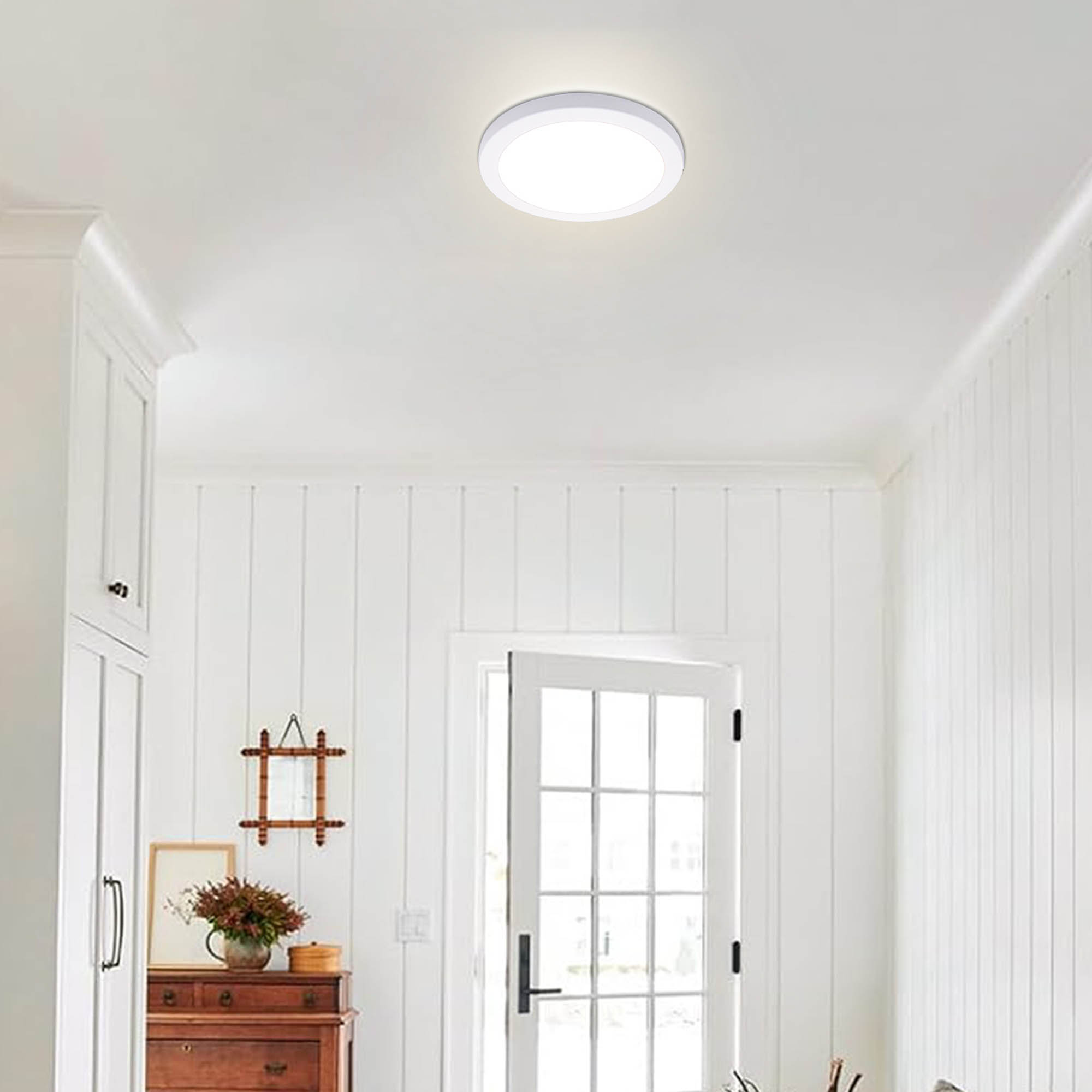 LED Flush Mount 1 -Light 9-in White Integrated LED Flush Mount Light