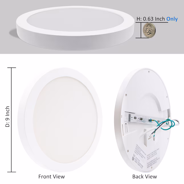 LED Flush Mount 1 -Light 9-in White Integrated LED Flush Mount Light