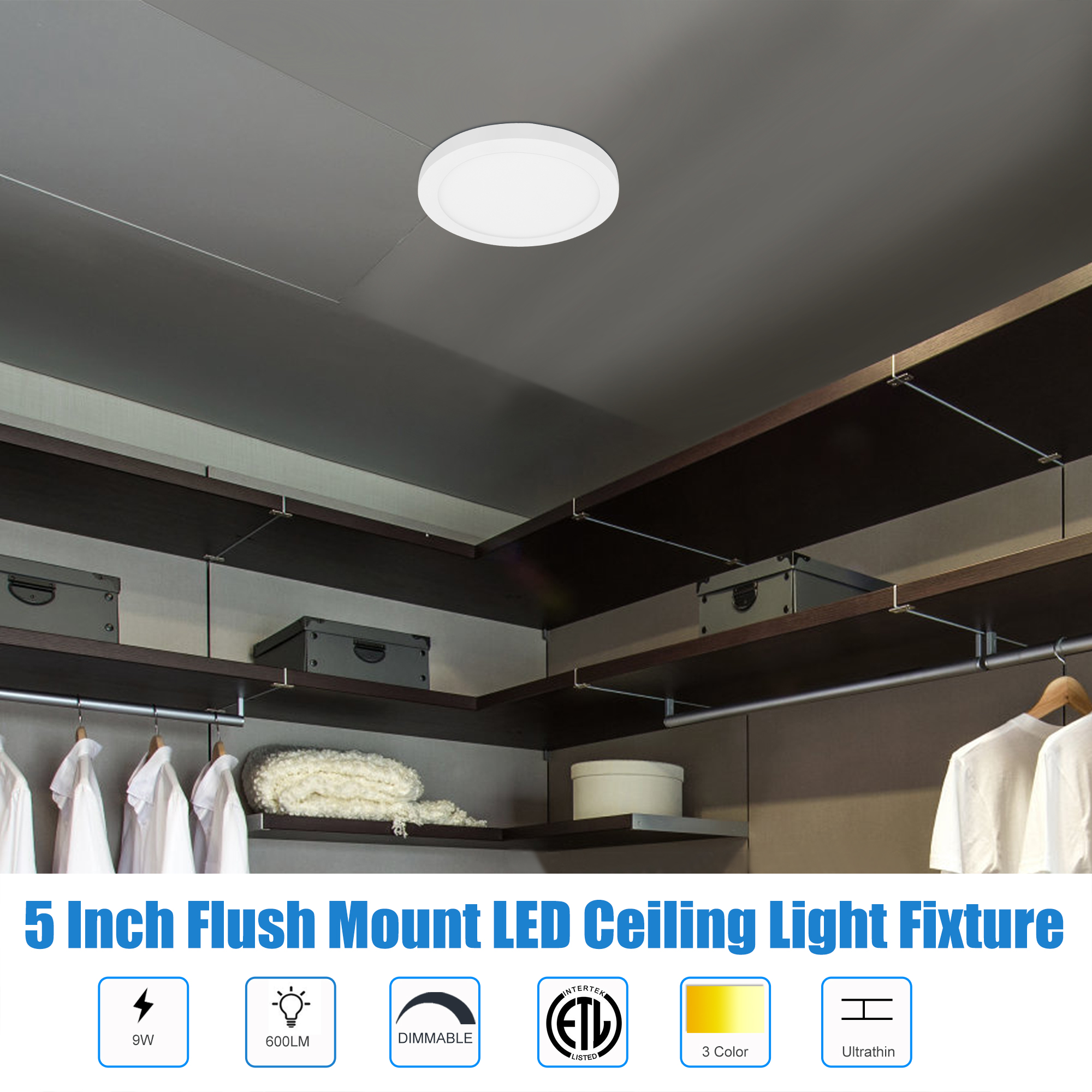 Flush Mount Light 1 -Light 5.25-in White Integrated LED Flush Mount Light