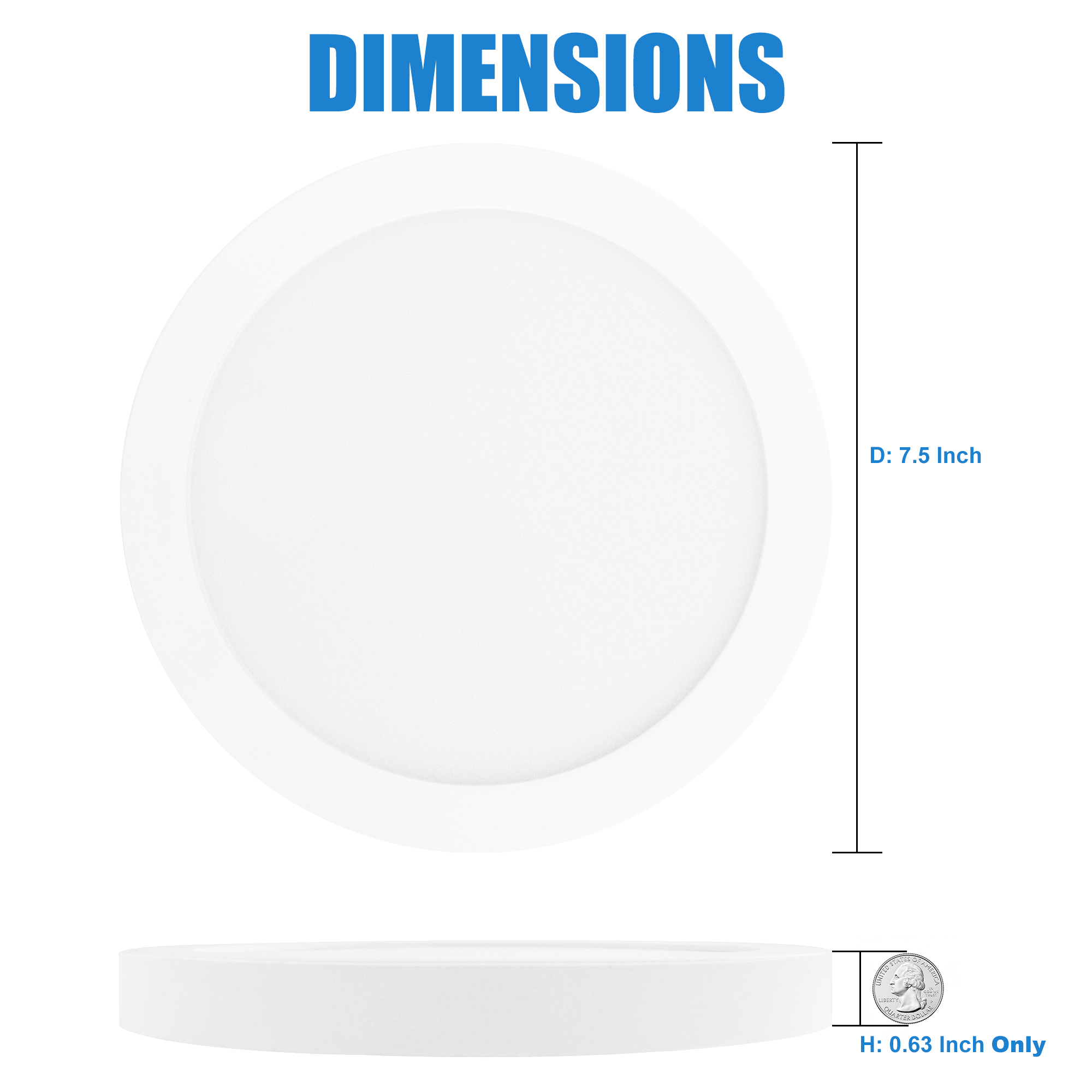 Flush Mount Light 1 -Light 7.5-in White Integrated LED Flush Mount Light