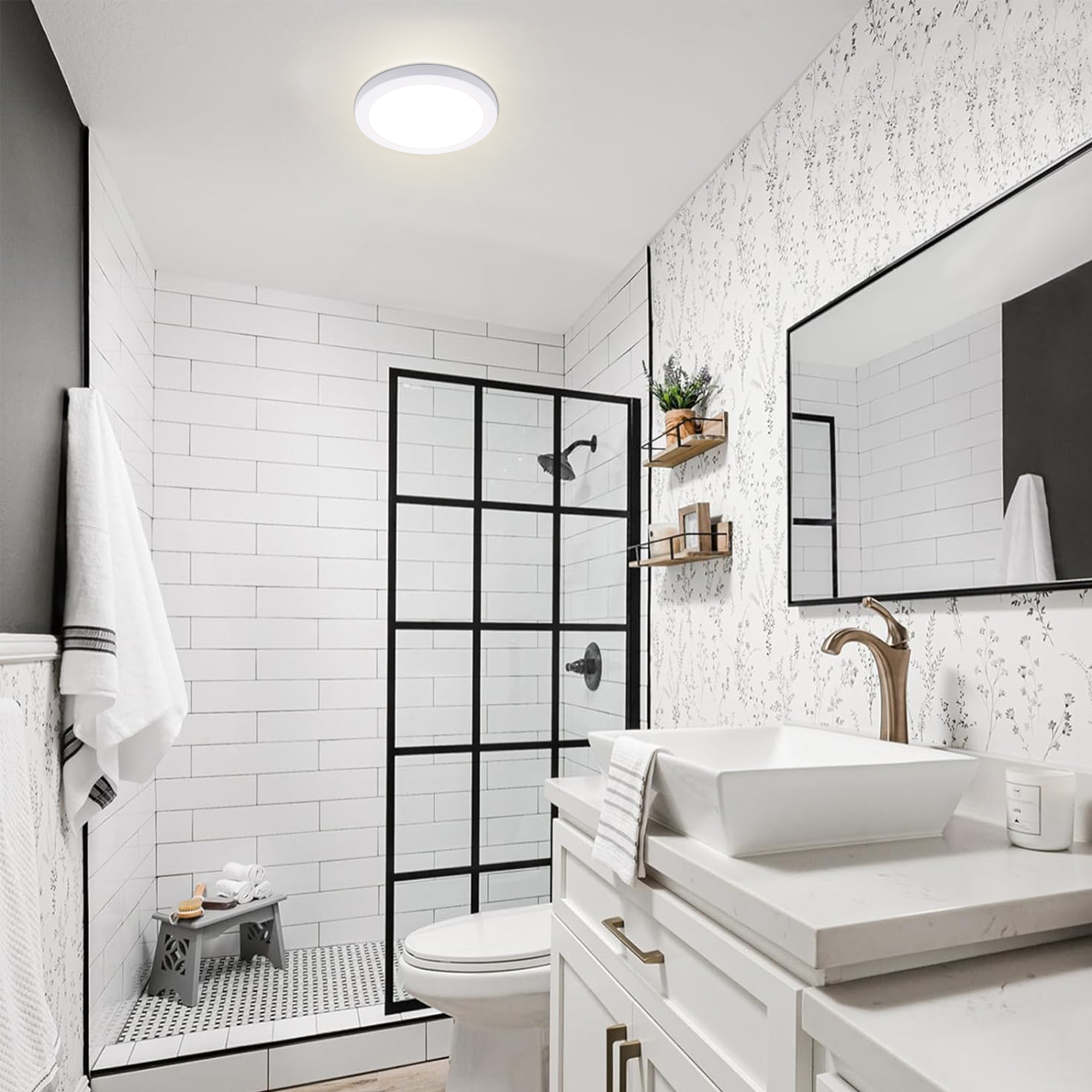 Flush Mount Light 1 -Light 7.5-in White Integrated LED Flush Mount Light