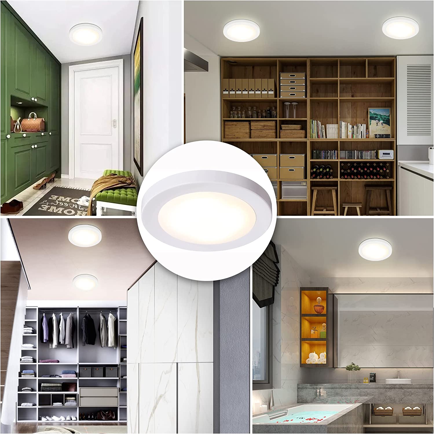 Flush Mount Light 1 -Light 7.5-in White Integrated LED Flush Mount Light