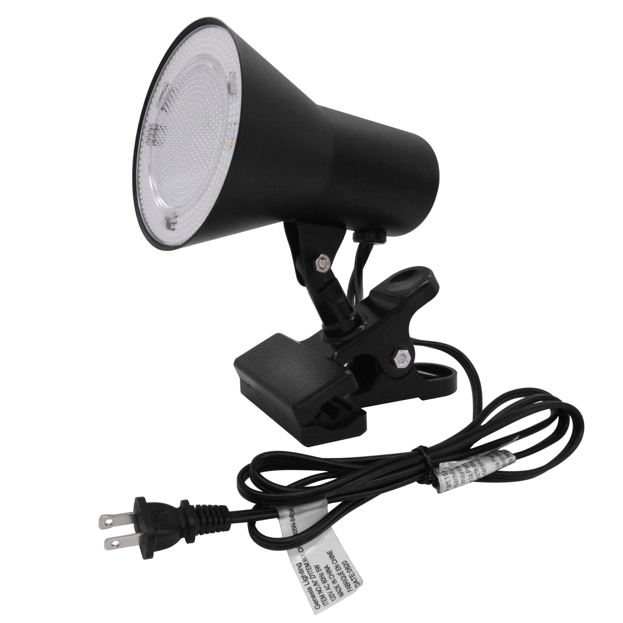 5-in Adjustable Black Clip Desk Lamp with Metal Shade