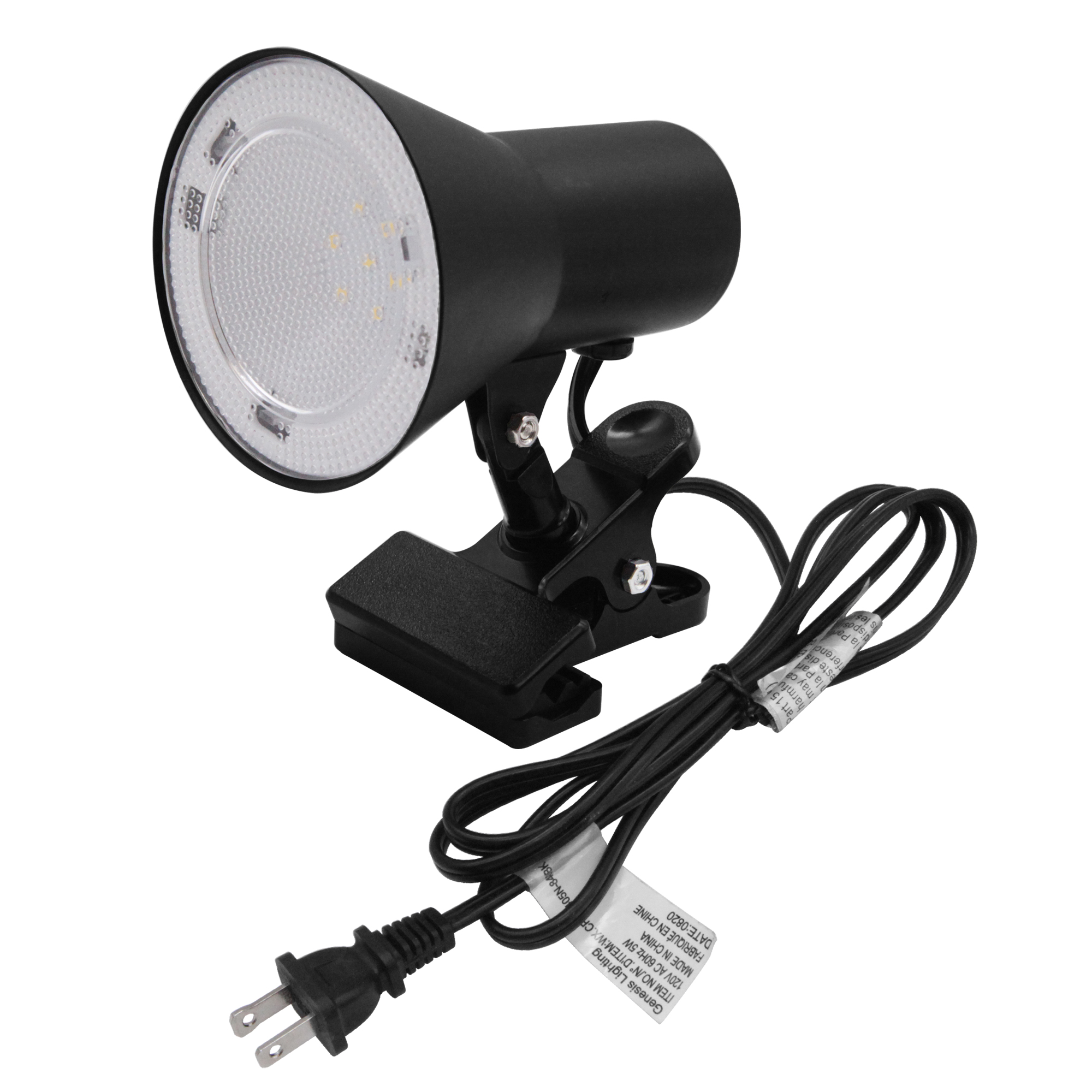 5-in Adjustable Black Clip Desk Lamp with Metal Shade