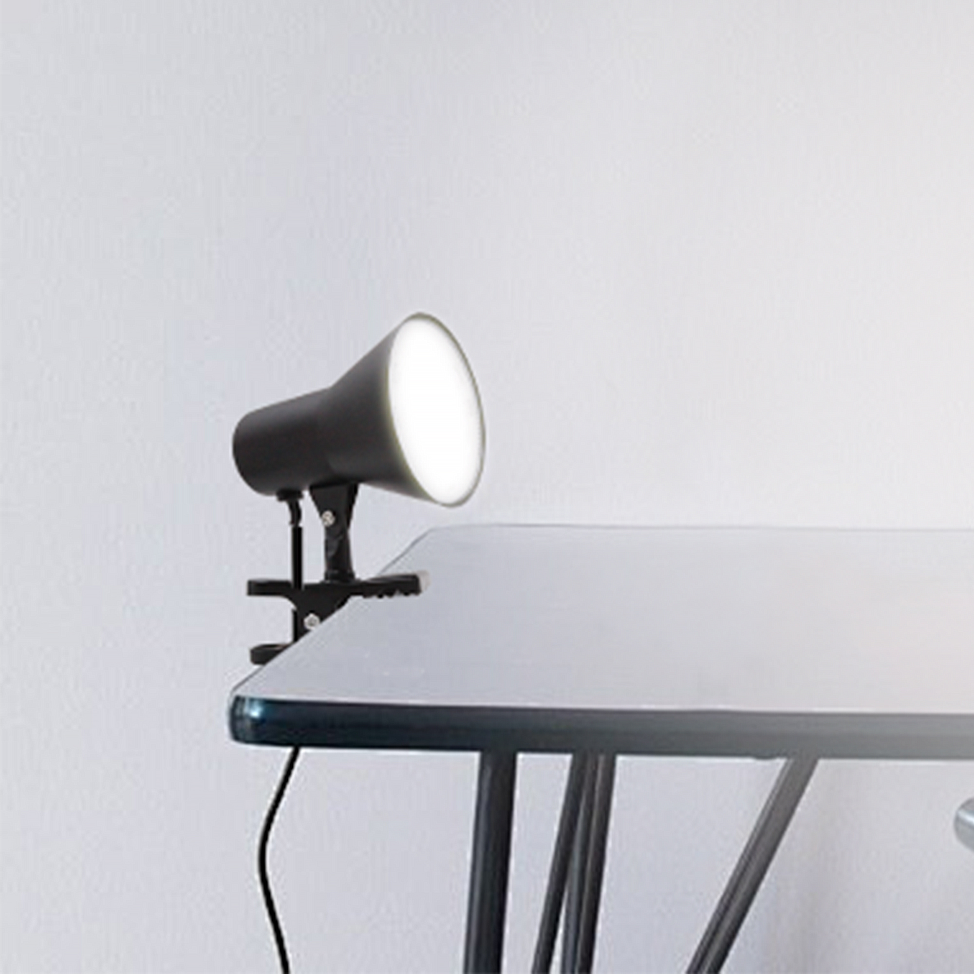 5-in Adjustable Black Clip Desk Lamp with Metal Shade