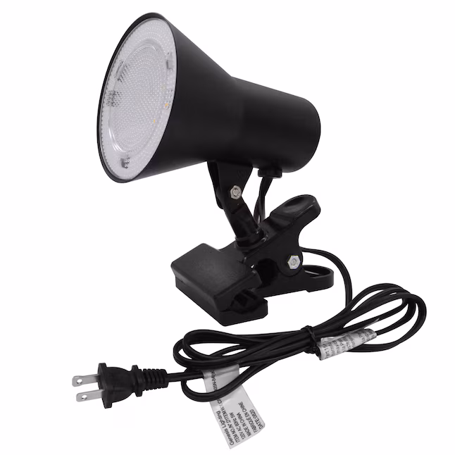 5-in Adjustable Black Clip Desk Lamp with Metal Shade