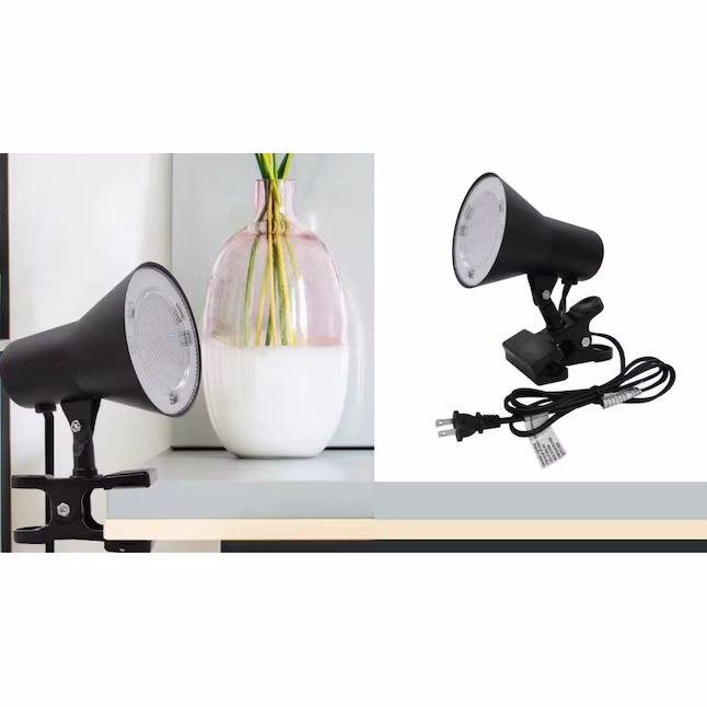 5-in Adjustable Black Clip Desk Lamp with Metal Shade