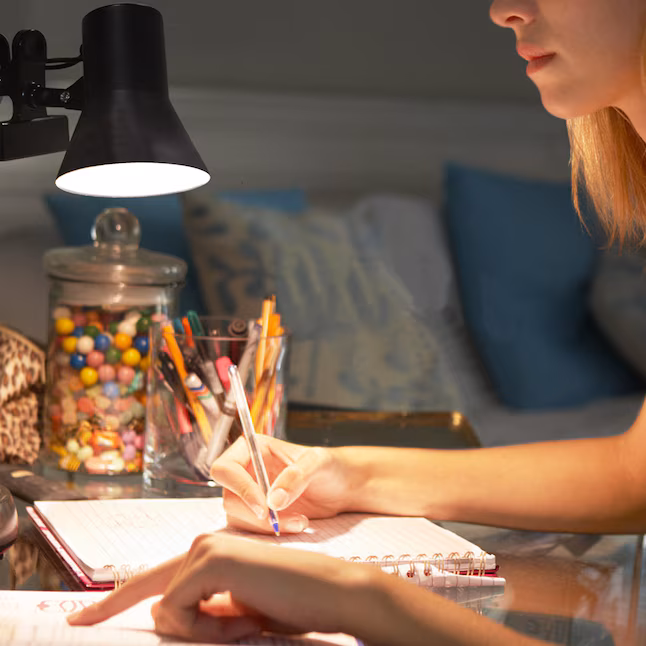 5-in Adjustable Black Clip Desk Lamp with Metal Shade