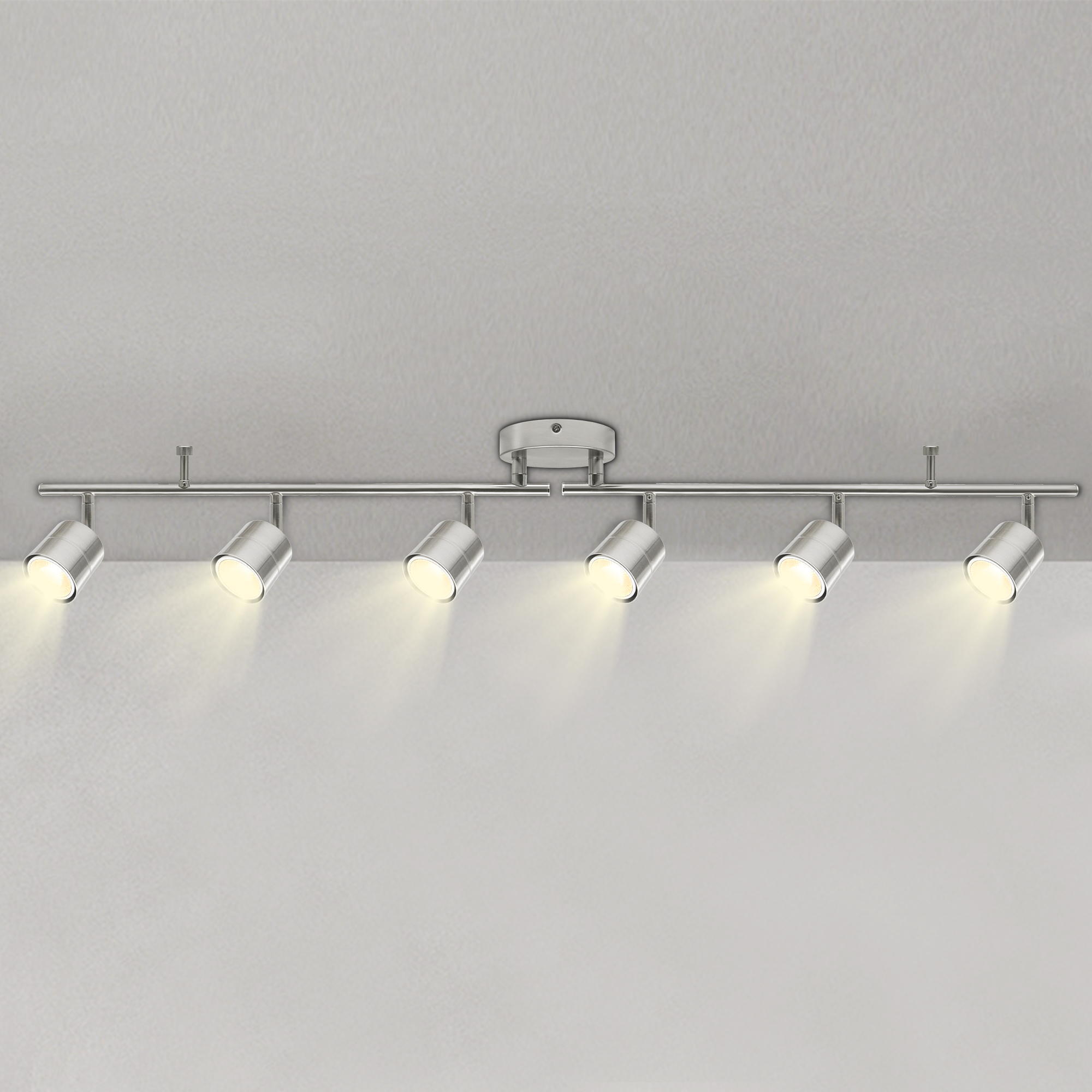 44.5-in 6 -Light Brushed nickel dimmable GU10 pin base Modern/contemporary Flexible Track Lighting Kit with Round Brushed Nickel Pivoting Heads