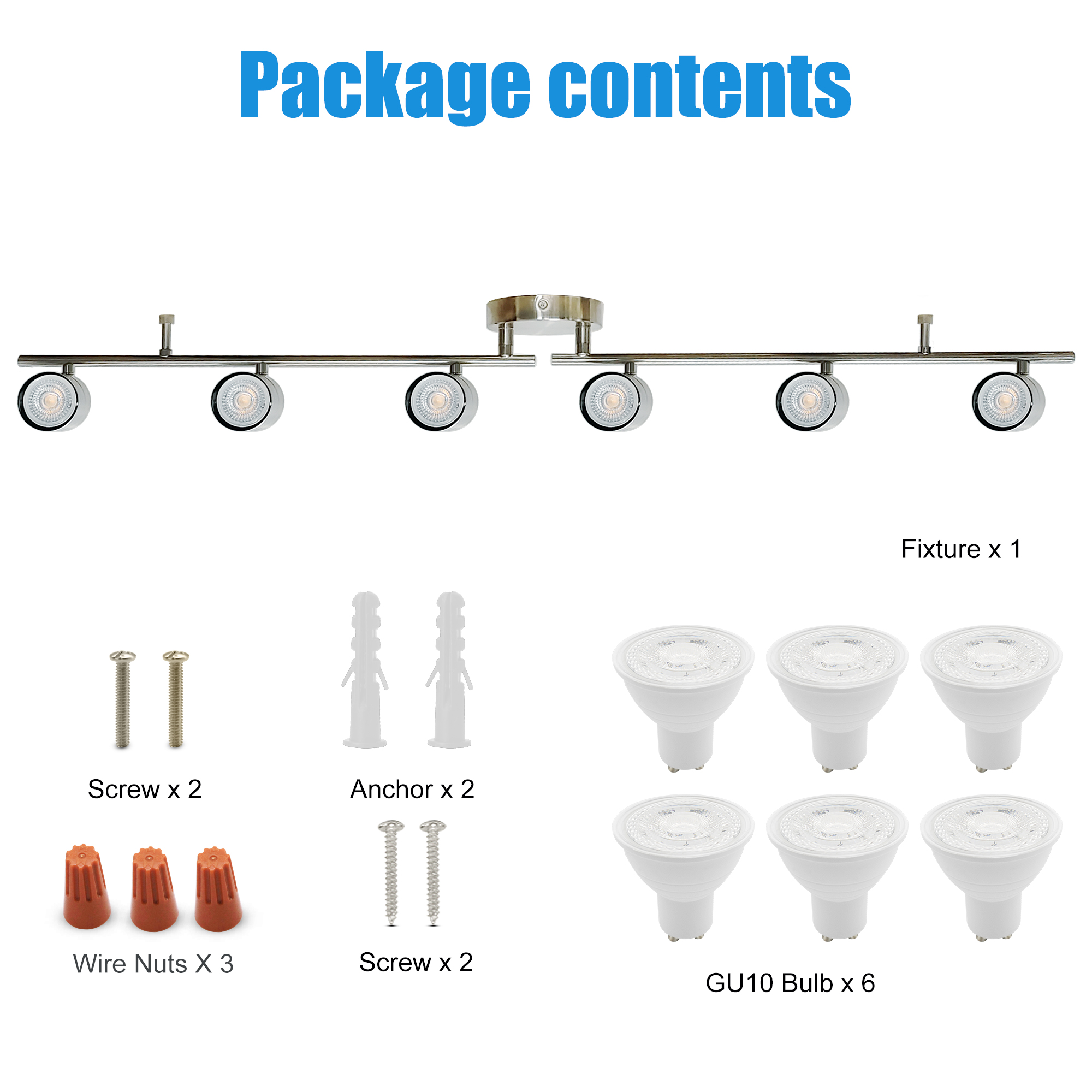 CRRF6400L30SN - 44.5-in 6 -Light Brushed nickel dimmable GU10 pin base Modern/contemporary Flexible Track Lighting Kit with Round Brushed Nickel Pivoting Heads