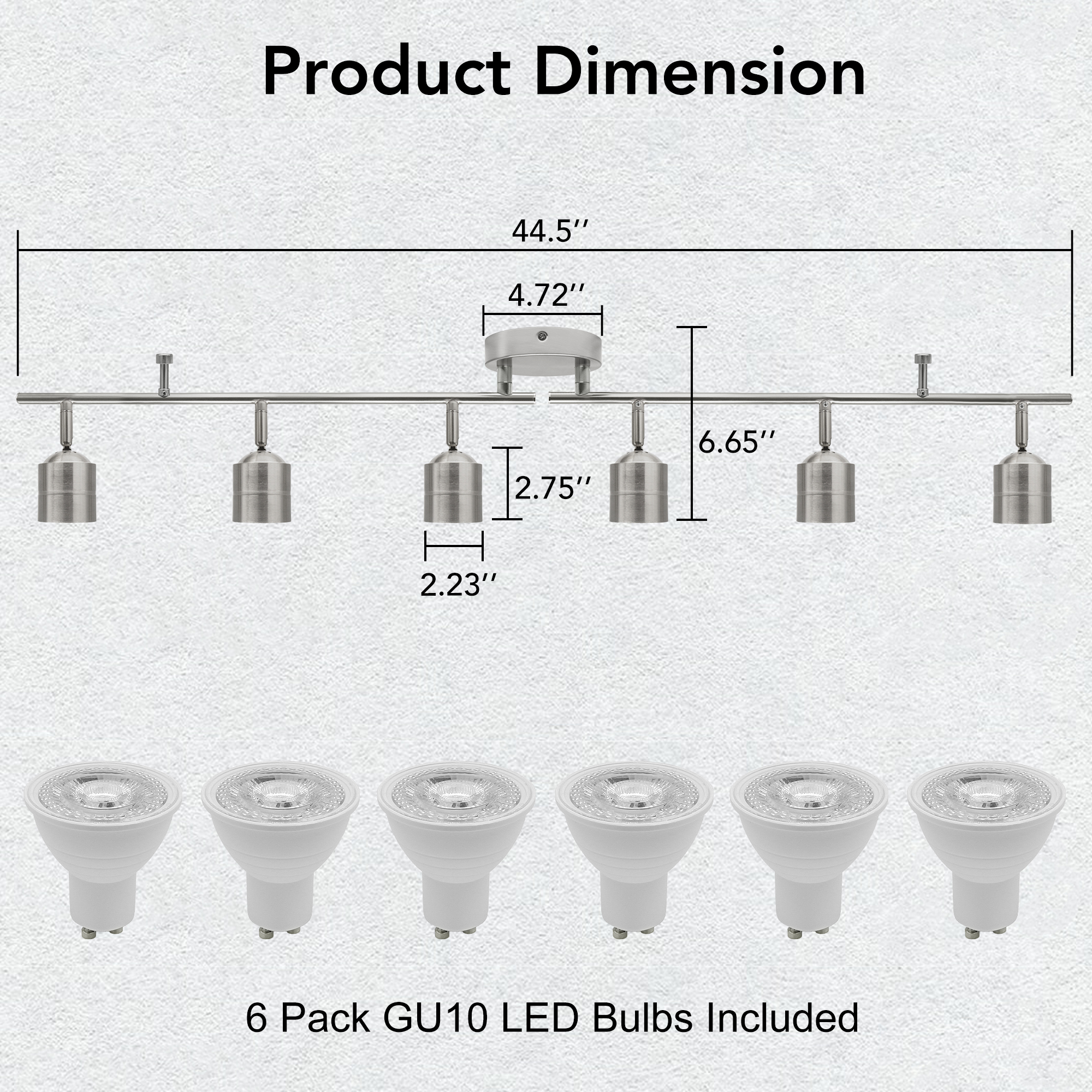 CRRF6400L30SN - 44.5-in 6 -Light Brushed nickel dimmable GU10 pin base Modern/contemporary Flexible Track Lighting Kit with Round Brushed Nickel Pivoting Heads