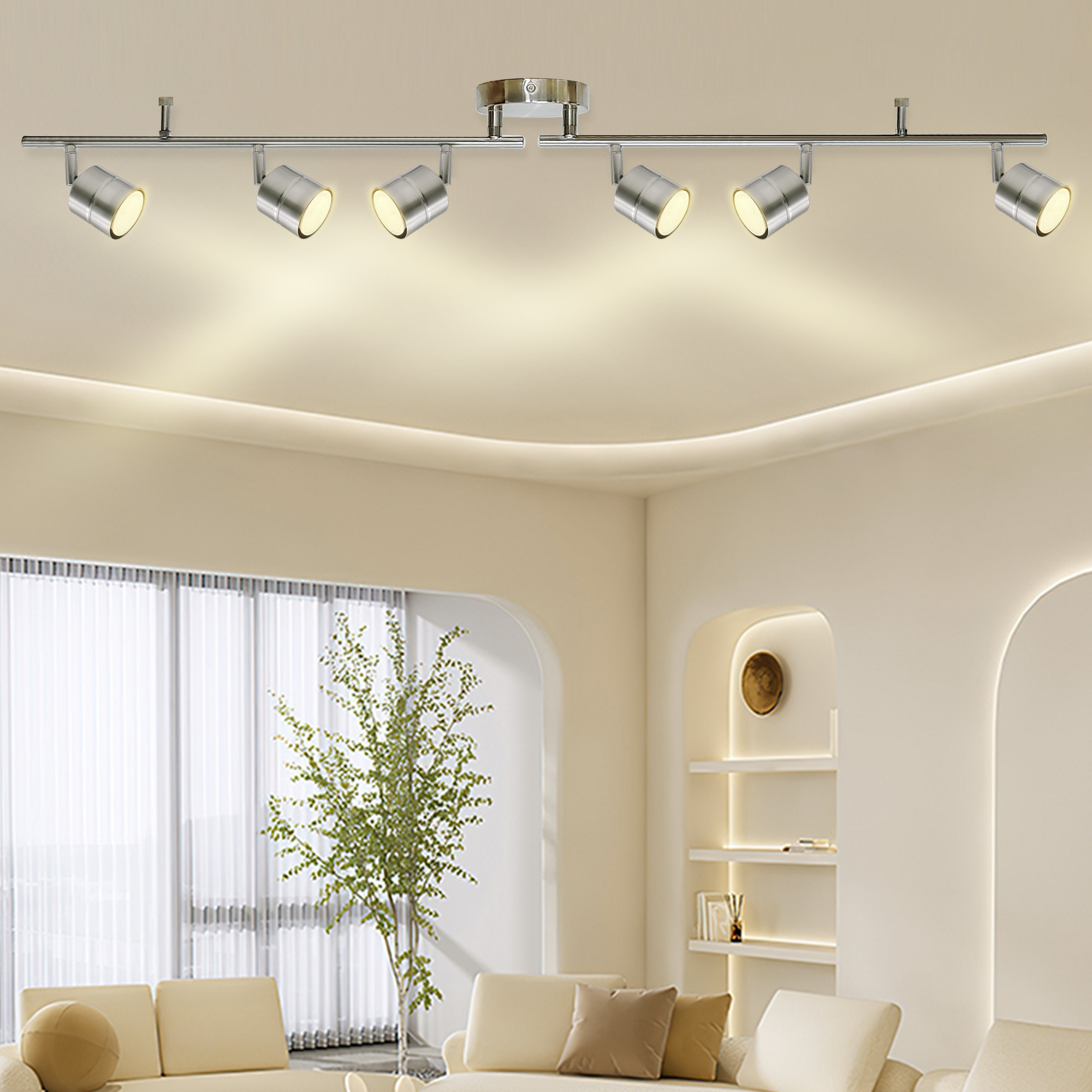 CRRF6400L30SN - 44.5-in 6 -Light Brushed nickel dimmable GU10 pin base Modern/contemporary Flexible Track Lighting Kit with Round Brushed Nickel Pivoting Heads